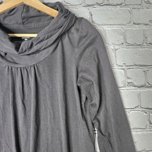 Patagonia Organic Cotton Blend Gray Cowl Neck Long Sleeve Tunic Top Size Medium - Picture 5 of 11
